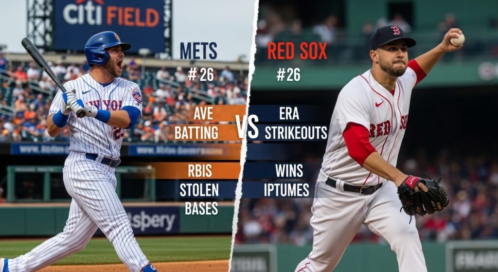 mets vs red sox match player stats