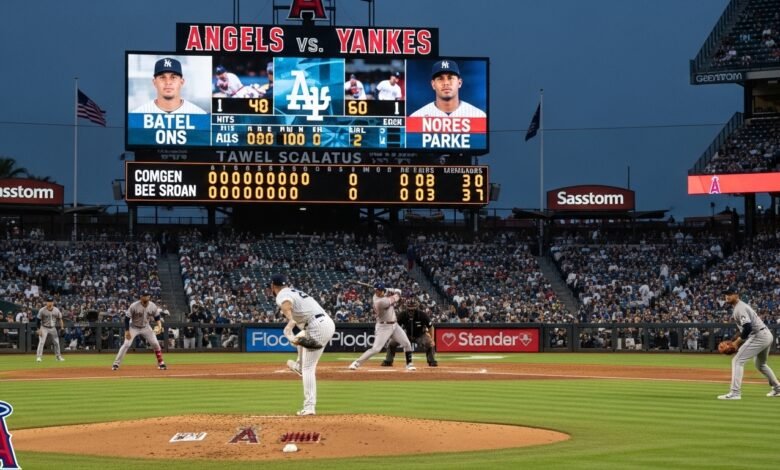 los angeles angels vs new york yankees match player stats